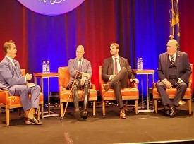 Congressman Brian Mast, Dan Crenshaw & Jim Baird at he Celebrating Our Military Team Holcomb Dinner