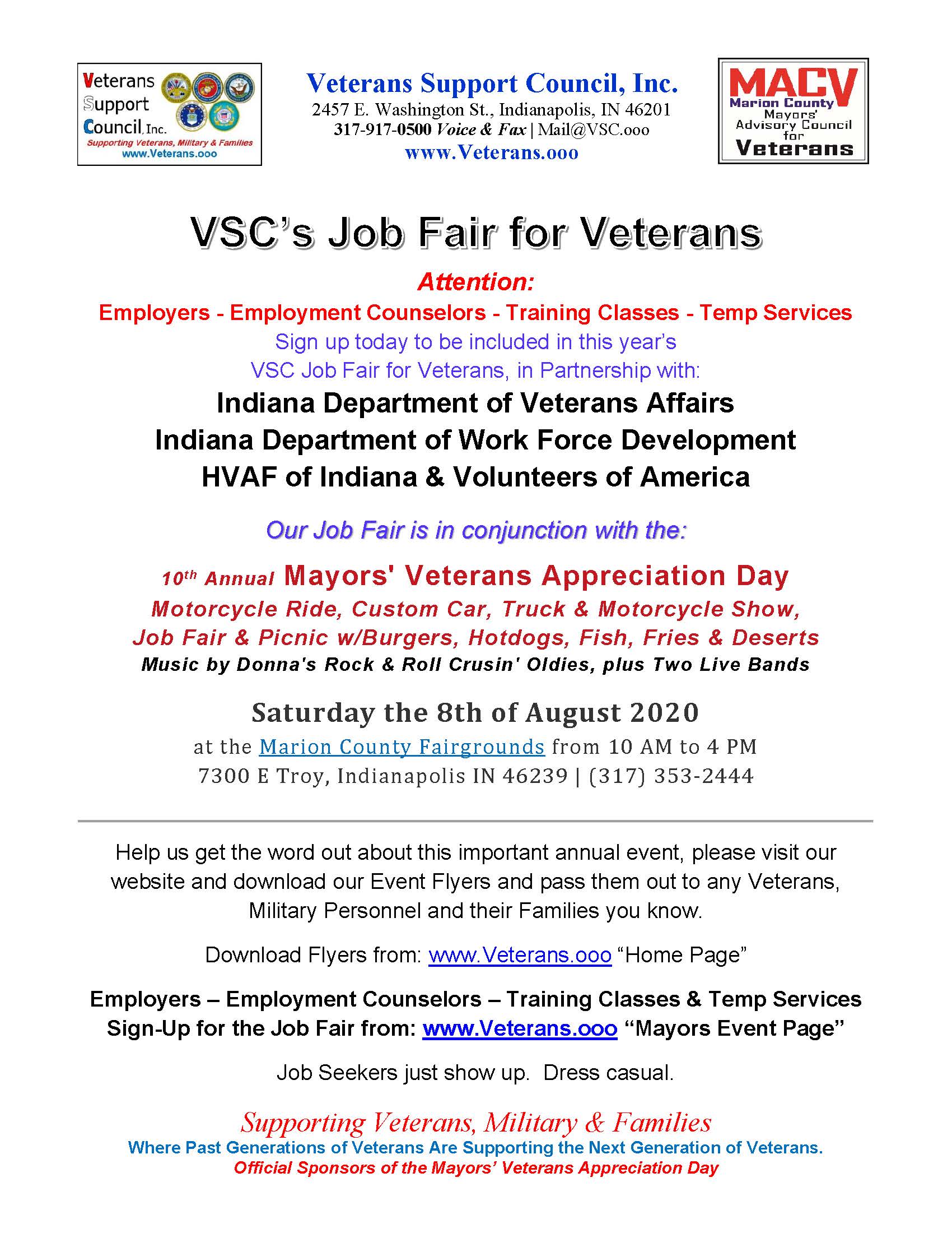 VSC's Job Fair Flyer for Veterans