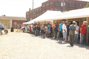 Lining up outside HHOOT's Diner
