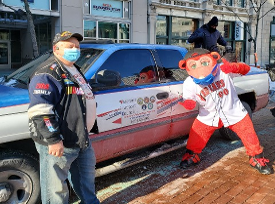 Downtown Indy, Indianapolis Indians Mascot & VSC on the Circle to help the Homeless food and clothing drive Downtown Indy, Indianapolis Indians Mascot & VSC on the Circle to help the Homeless food and clothing drive